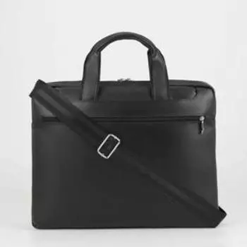 Сумка деловая, отдел на молнии, 2 наружных кармана, регулируемый ремень, цвет чёрный