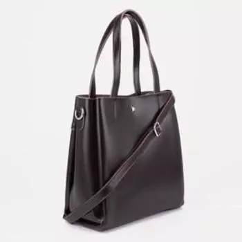 Сумка деловая, отдел на молнии, 2 отдела на клапанах, длинный ремень, цвет коричневый