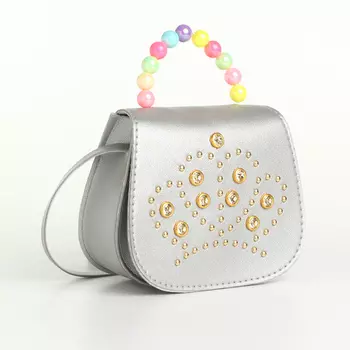 Сумка детская для девочки на клапане «Выбражулька», цвет серебряный