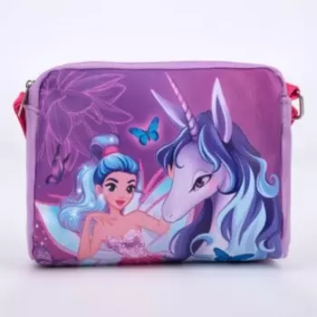 Сумка детская «Единорог и фея» из эко-кожи, на ремешке, 15х12х3 см