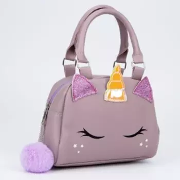 Сумка детская для девочки «Единорог», на молнии, сиреневая