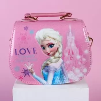 Сумка детская "Эльза" на клапане, 6х12х15 см, регулируемый ремень, розовый