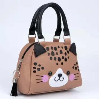 Сумка детская для девочки «Леопард», на молнии, коричневая