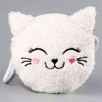 Сумка детская мягкая "Котёнок", 14х15х0,5 см, белый цвет