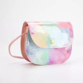 Сумка детская блестящая с клапаном на кнопке, розовый, 18,5х5,5х12,5 см