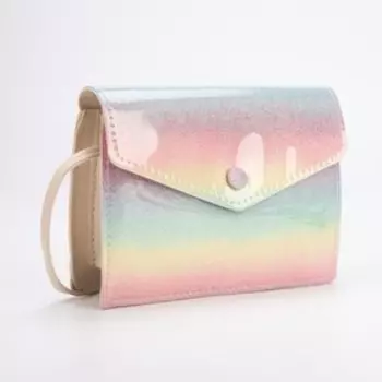 Сумка десткая с блестками на кнопке, розовый/голубой, 18,5х5х12,5 см