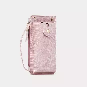 Сумка на магните, длинный ремень, розовая