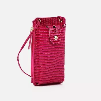 Сумка на магните, длинный ремень, малиновая