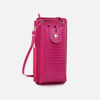 Сумка на магните, длинный ремень, фуксия