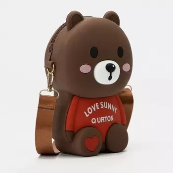 Сумка детская на молнии, цвет коричневый/красный