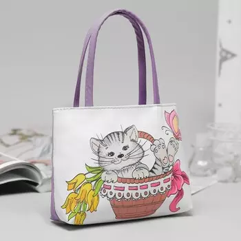 Сумка детская на молнии, ручки, цвет сиреневый