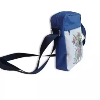 Сумка детская, отдел на молнии, цвет синий "Единорог" 17х5,5х21см