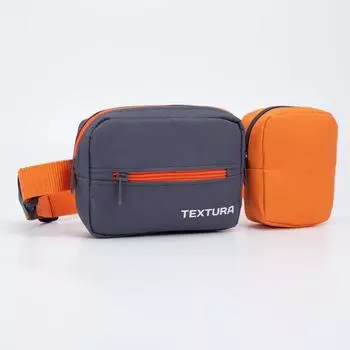 Сумка детская поясная на молнии, наружный карман, цвет серый/оранжевый