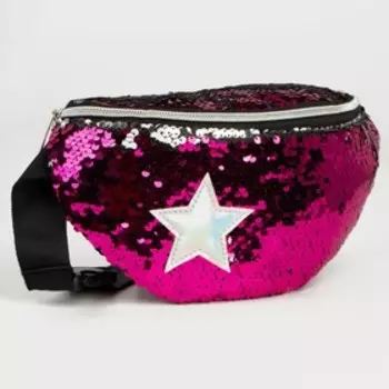 Сумка детская поясная Pink star с пайетками на молнии, цвет розовый