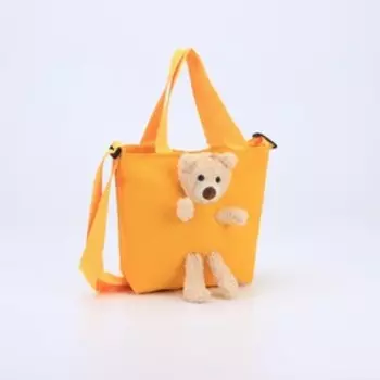 Сумка детская для девочки с игрушкой на молнии, жёлтая