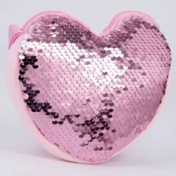 Сумка детская для девочки, с пайетками, сердце, 17151 см, розовая