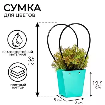 Сумка для цветов Мятная влагостойкая, 1212 - 88 - 12.5 см