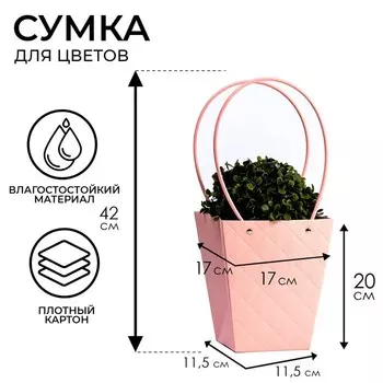 Сумка для цветов пудра влагостойкая, 1717 - 11.511.5 - 20 см