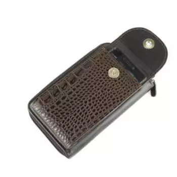 Сумка для документов на молнии, н/к, 2 отдела, коричн. кайман/коричн. Матовый