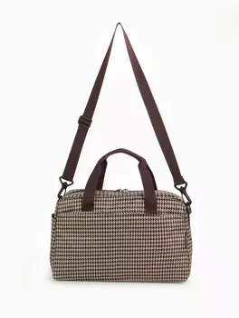 Сумка дорожная на молнии, 4 наружных кармана, держатель для чемодана, длинный ремень, бежевая, коричневая