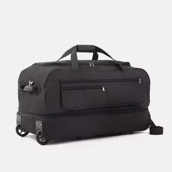 Сумка дорожная на колёсах, отдел на молнии, с увеличением, 2 наружных кармана, цвет чёрный
