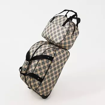 Сумка дорожная 2 в 1 на колёсах, отдел на молнии, наружный карман, цвет бежевый