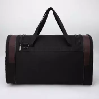 Сумка дорожная, 3 отдела на молниях, наружный карман, длинный ремень, цвет чёрный/коричневый