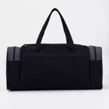 Сумка дорожная, 3 отдела на молниях, наружный карман, длинный ремень, цвет чёрный/серый