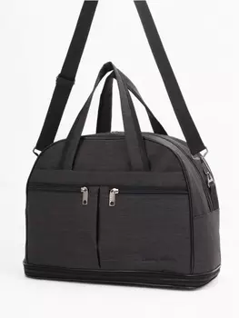 Сумка дорожная Lucky Mark на молнии, 3 наружных кармана, с увеличением, длинный ремень, графитовый