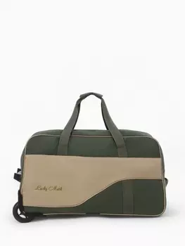 Сумка дорожная на колёсах Lucky Mark, с наружным карманом, оливковый/бежевый