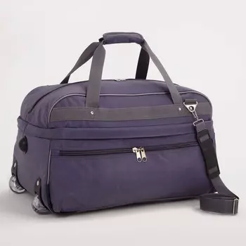 Сумка дорожная на колёсах, отдел на молнии, с увеличением, наружный карман, длинный ремень, цвет серый