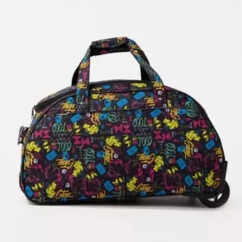 Сумка дорожная на колёсах, отдел на молнии, наружный карман, цвет разноцветный