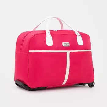 Сумка дорожная 20" на 2 колёсах, отдел на молнии, наружный карман, розовая