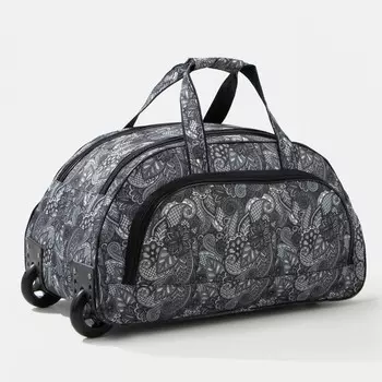 Сумка дорожная на колёсах, отдел на молнии, наружный карман, цвет серый