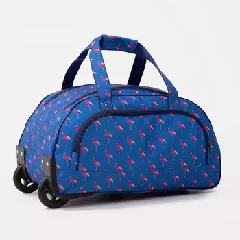 Сумка дорожная на колёсах, отдел на молнии, наружный карман, цвет синий