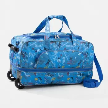 Сумка дорожная на колёсах, отдел на молнии с увеличением, наружный карман, длинный ремень, цвет голубой