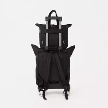 Сумка дорожная 2 в 1 на колёсах 18", отдел на молнии, наружный карман, цвет чёрный