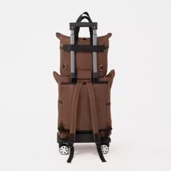 Сумка дорожная 2 в 1 на колёсах 18", отдел на молнии, наружный карман, цвет коричневый