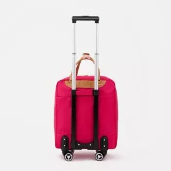 Сумка дорожная на колёсах, отдел на молнии, наружный карман, цвет розовый
