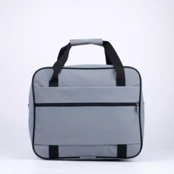 Сумка дорожная на молнии, 2 наружных кармана, длинный ремень, цвет серый