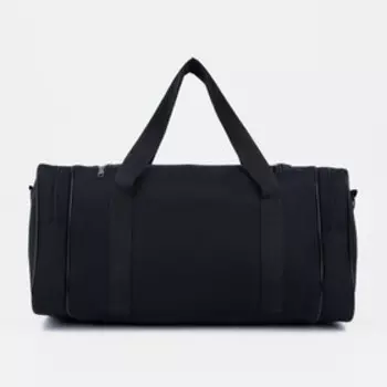 Сумка дорожная на молнии, 3 наружных кармана, длинный ремень, цвет чёрный/жёлтый