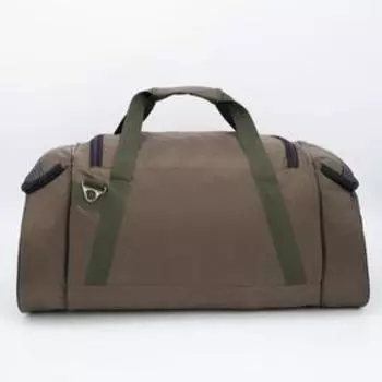Сумка дорожная на молнии, 3 наружных кармана, длинный ремень, цвет хаки