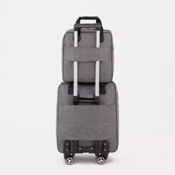 Сумка дорожная 2 в 1 на 4 колёсах 20", отдел на молнии, 4 наружных кармана, серая