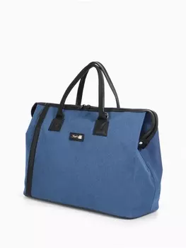 Сумка дорожная на молнии Bagsland, наружный карман, длинный ремень, синяя