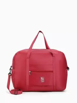 Сумка дорожная на молнии, 3 наружных кармана, держатель для чемодана, длинный ремень, бордовая