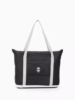 Сумка дорожная на молнии, с увеличением, наружный карман, держатель для чемодана, длинный ремень, чёрная