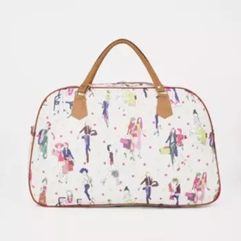 Сумка дорожная на молнии, наружный карман, цвет бежевый