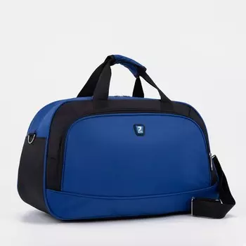 Сумка дорожная на молнии, наружный карман, длинный ремень, цвет голубой