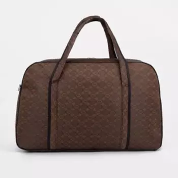 Сумка дорожная на молнии, наружный карман, длинный ремень, цвет коричневый