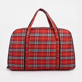 Сумка дорожная на молнии, наружный карман, длинный ремень, цвет красный